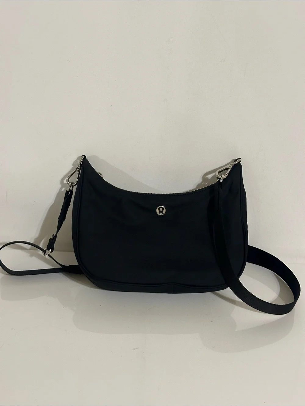 lululemon athletica Black Crossbody Bag with Silver Hardware